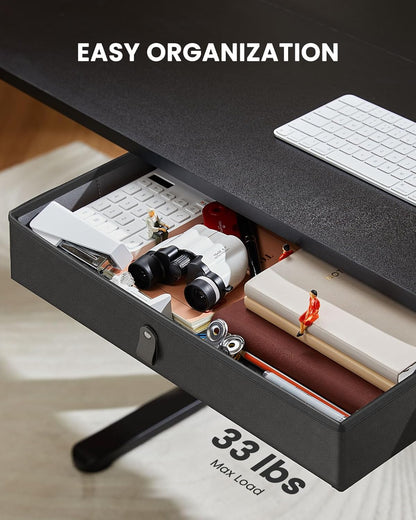 Electric Standing Desk with Drawer, 48 X 24 Electric Stand up Desk, Ergonomic Adjustable Table with Storage, Computer Workstation with Cable Management, Headphone/Bag Hooks, Home Office, Black